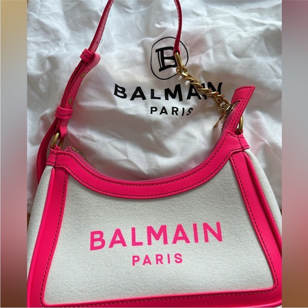 Balmain Fuchsia and White Shoulder Bag